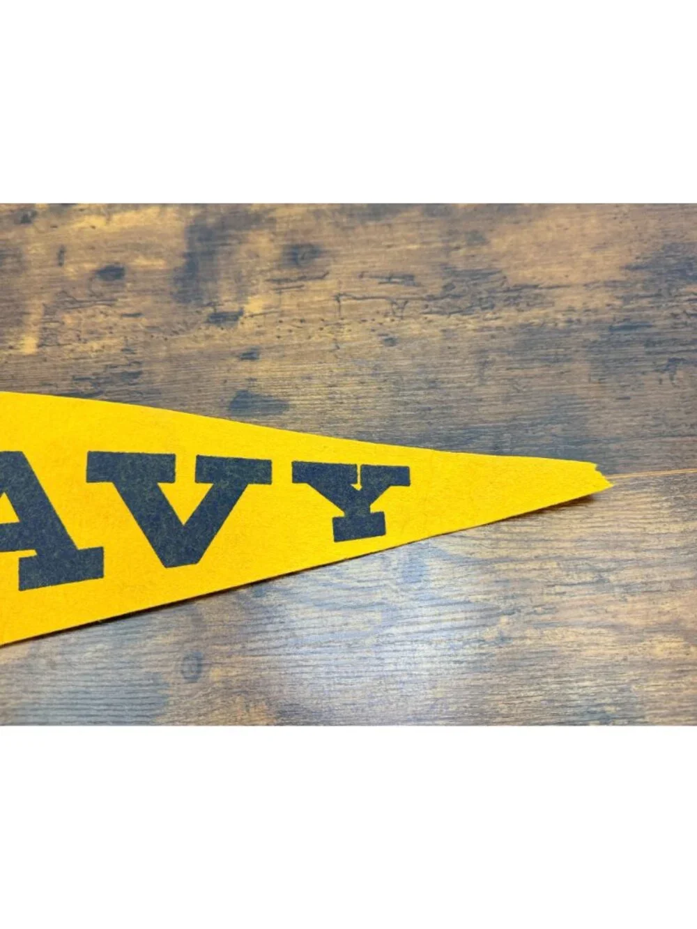 Vintage Navy Felt Pennant With Goat Mascot & Bold Lettering Sports Memorabilia